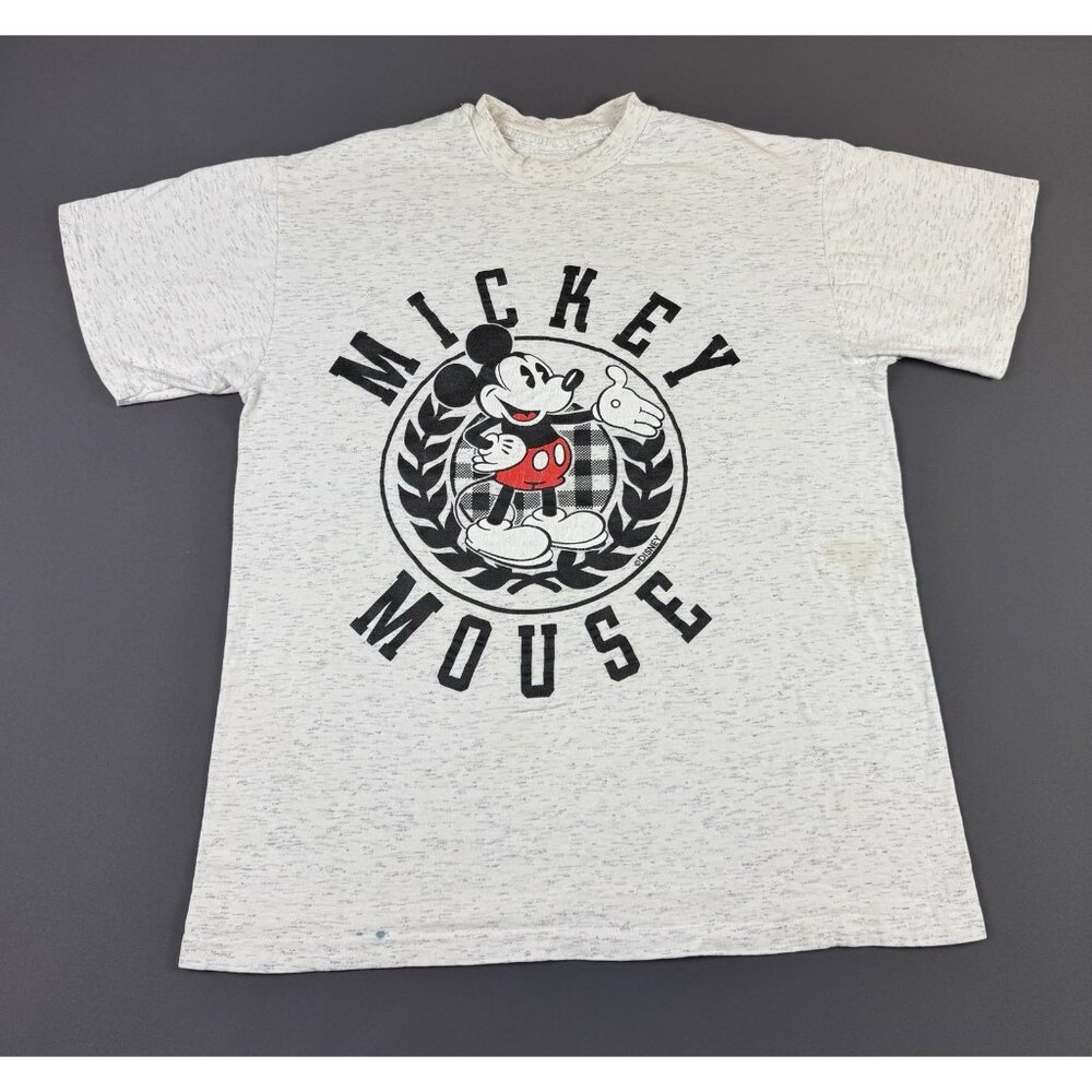 Rare Vintage 90s Disney Mickey Mouse Gray Shirt Promo Cartoon TV Movie Art